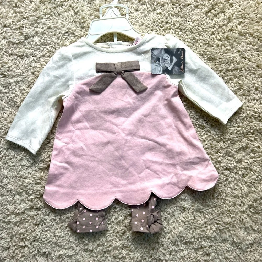 JILLIANS CLOSET GIRLS 2 PIECE PANTS/TOP SET SO SWEET SIZE 0-3 MONTHS NWT
